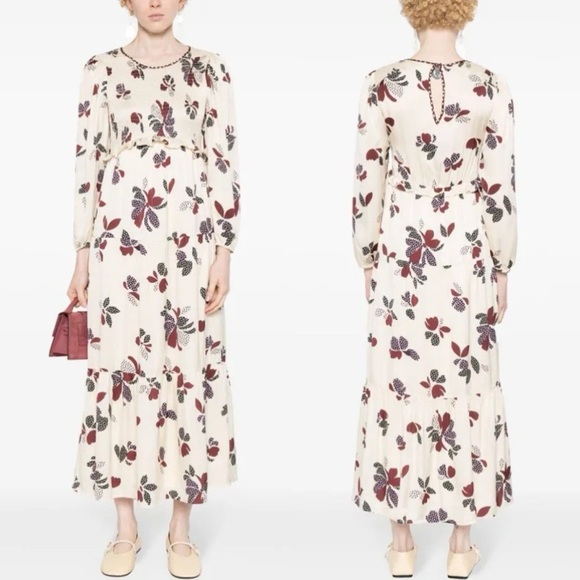 NWT Ba&sh Daya Ivory Floral Polka Dot Midi Dress Small Romantic French - Picture 4 of 16